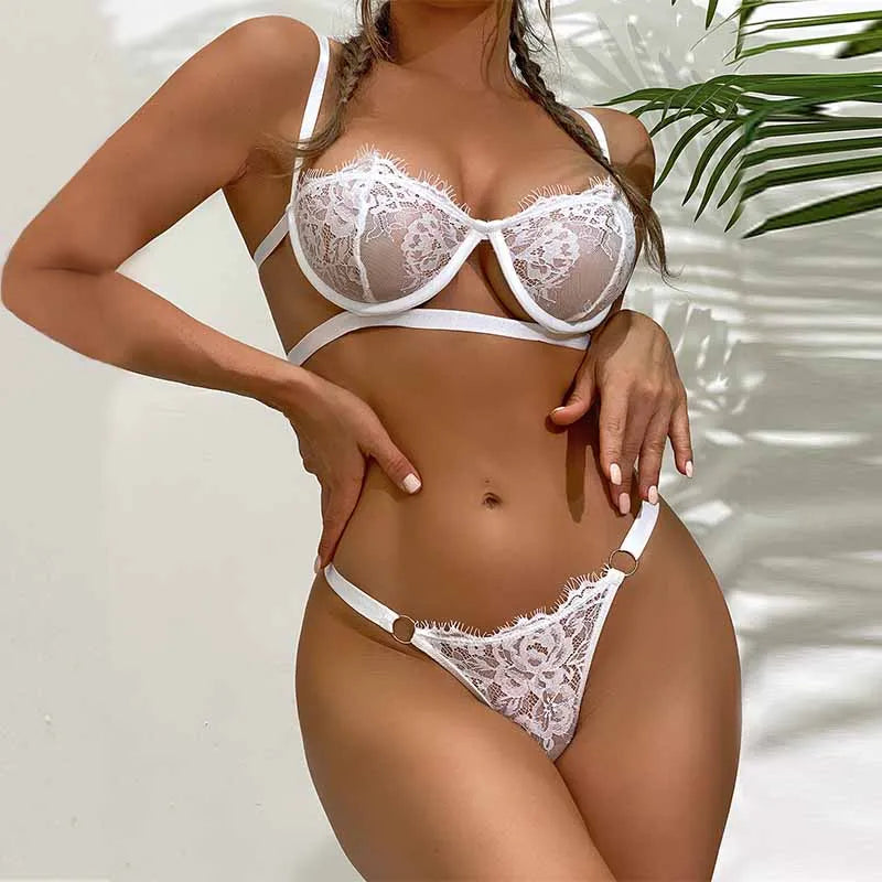 Luné | Noir Lace Sheer Lingerie Set