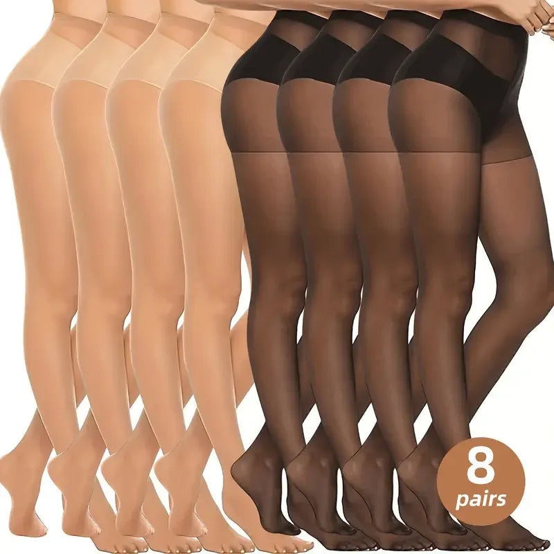 Luné | Ultra-Thin Silk Pantyhose – Pack of 8 | Anti-Snag & High-Elasticity