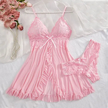 Luné | Sheer Lace Cami & Thong Sleepwear Set