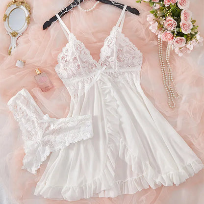 Luné | Sheer Lace Cami & Thong Sleepwear Set